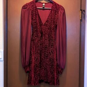Blackmilk Burned Velvet Wine Romance dress